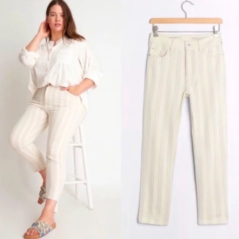 Anthropologie‎ Pilcro Fleur High-Rise Slim Boyfriend Striped Jeans Size 29